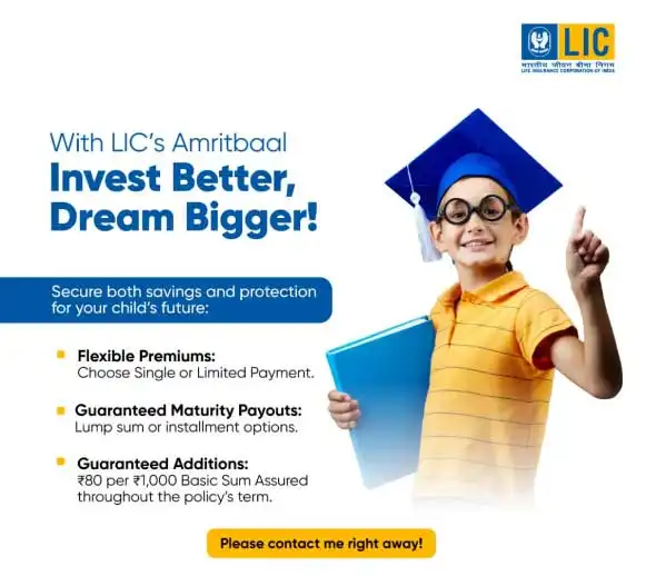 LIC child education plan illustration showing a graduating child